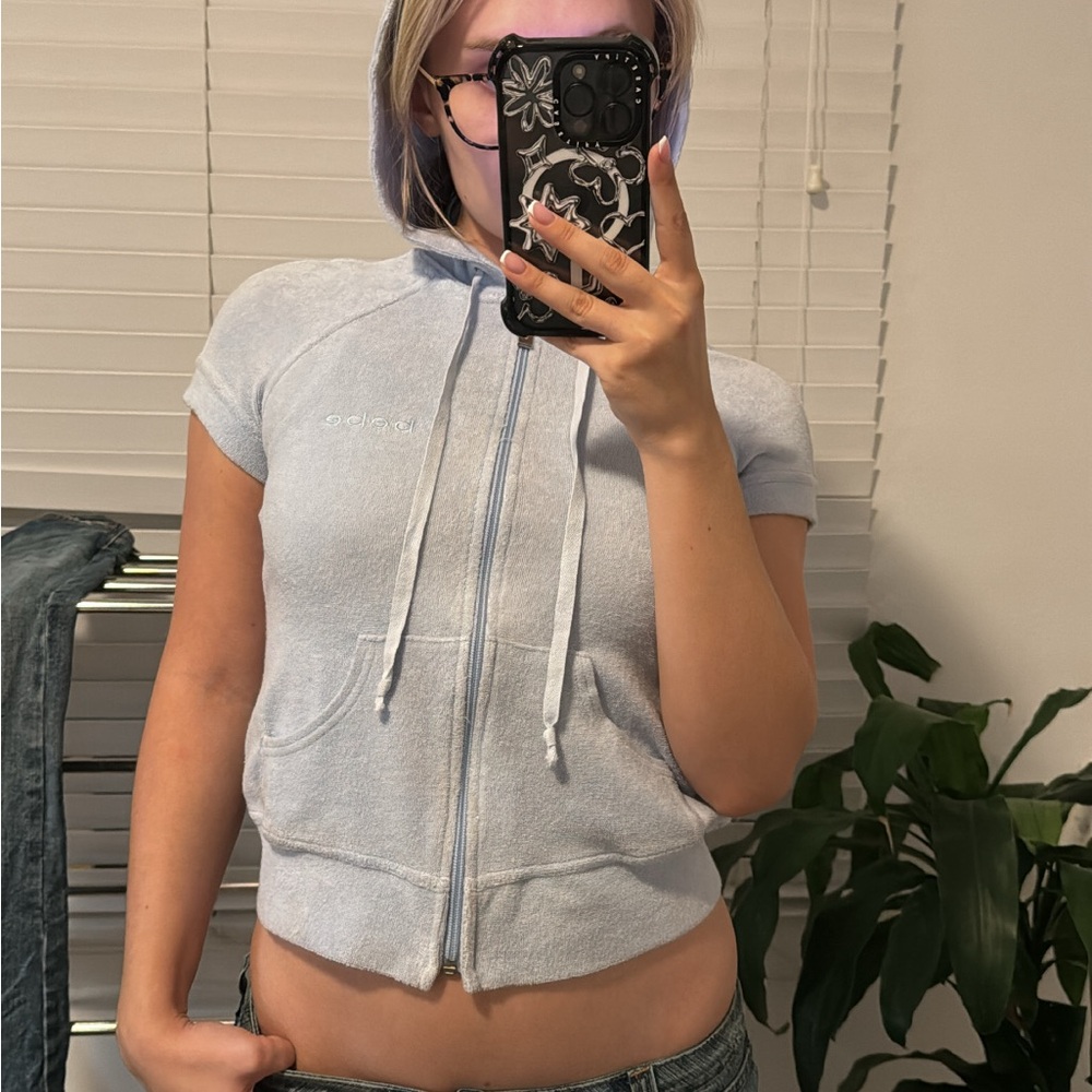 bebe Light Blue Short Sleeve Hoodie